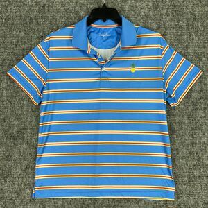 Folly Row Shirt Mens Medium Blue Striped Wando Microfiber Stretch Pineapple Golf